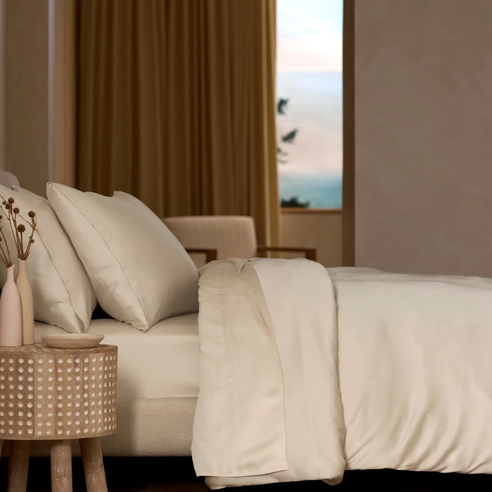 New Cozy Earth Bamboo Duvet Cover in Oat, Queen - Bamboo Viscose